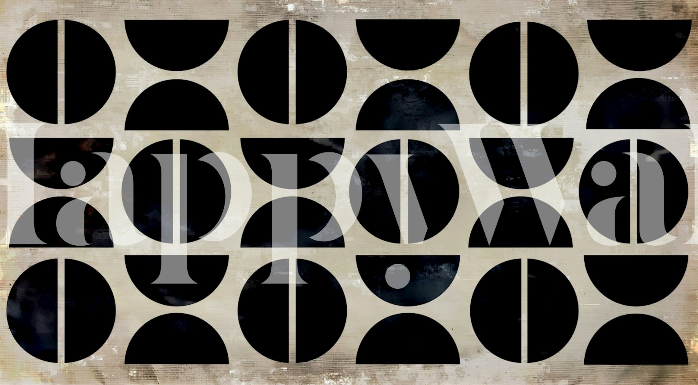 Mid Century Bauhaus Papercuts veggmaleri med abstrakte geometriske former i svart og beige