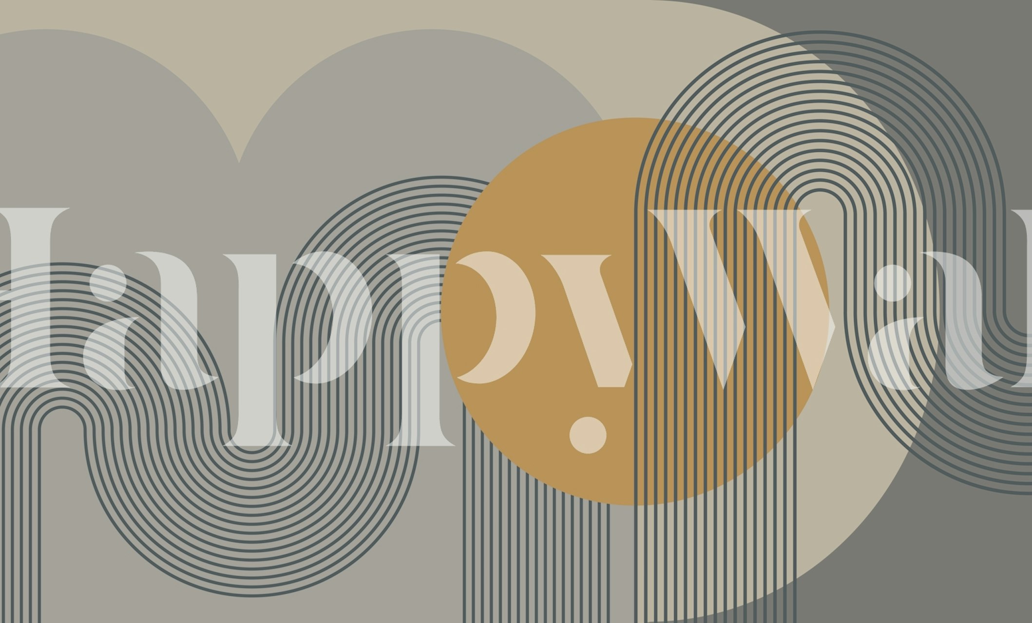 Abstract wavy lines and circles in neutral gray tones wallpaper