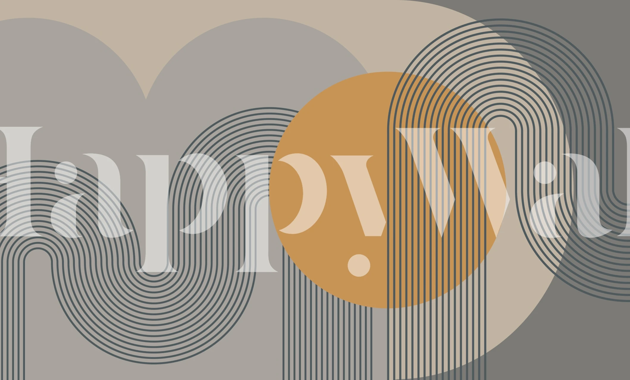 Abstract wavy lines and circles in neutral gray tones wallpaper