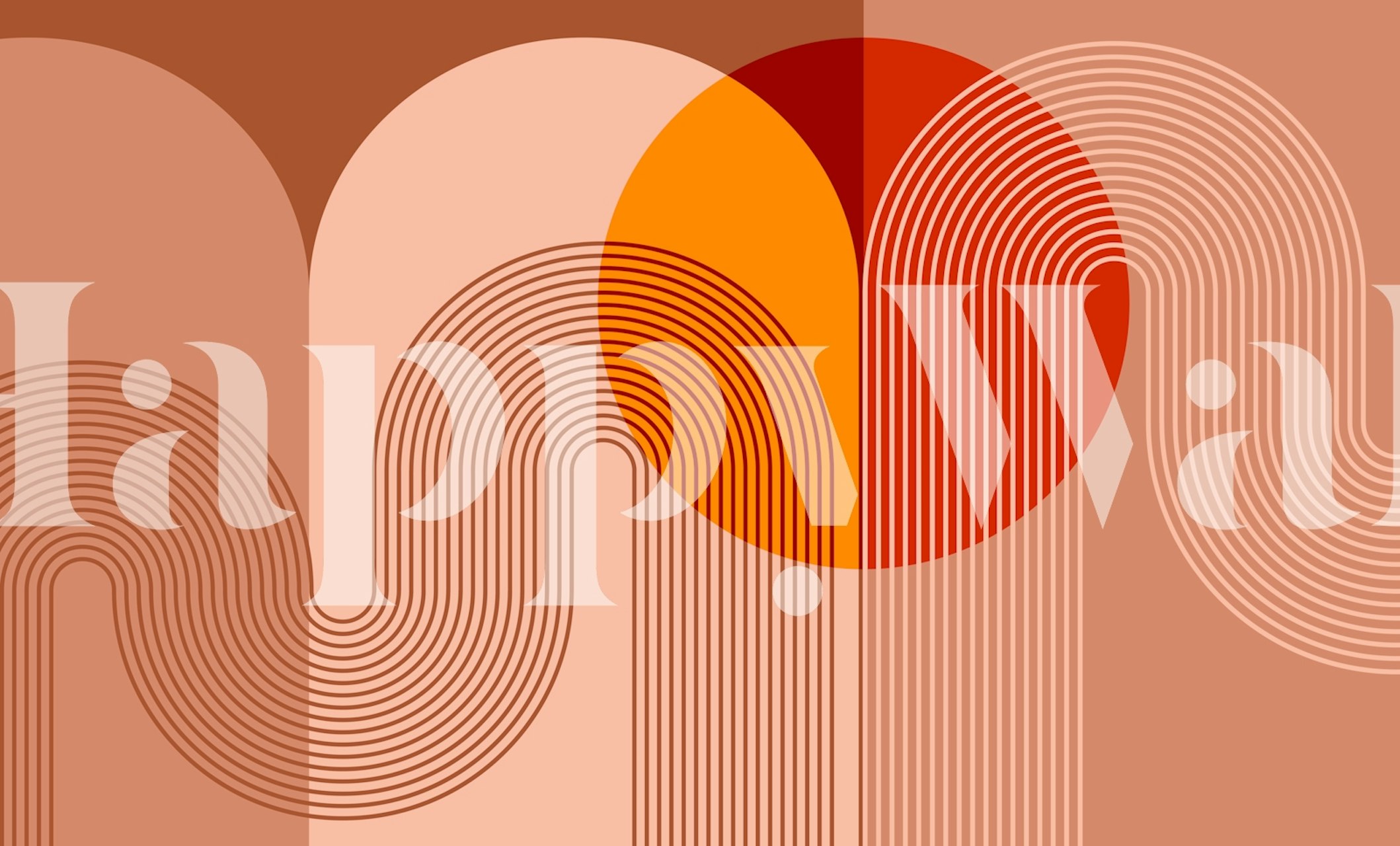 Mid Century Modern Sunset wallpaper in de kamer