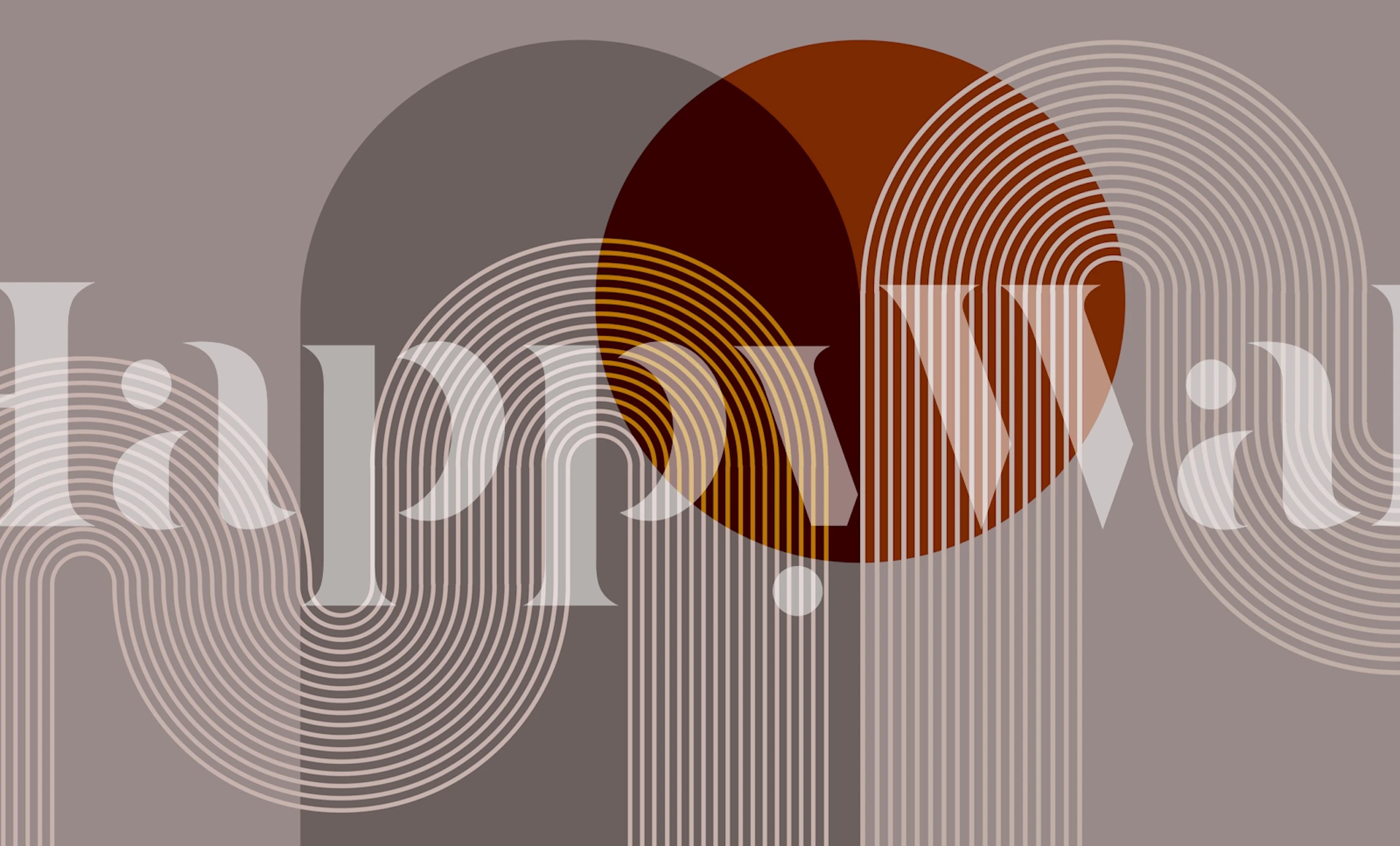 Geometric line art in warm tones with a gray background wallpaper
