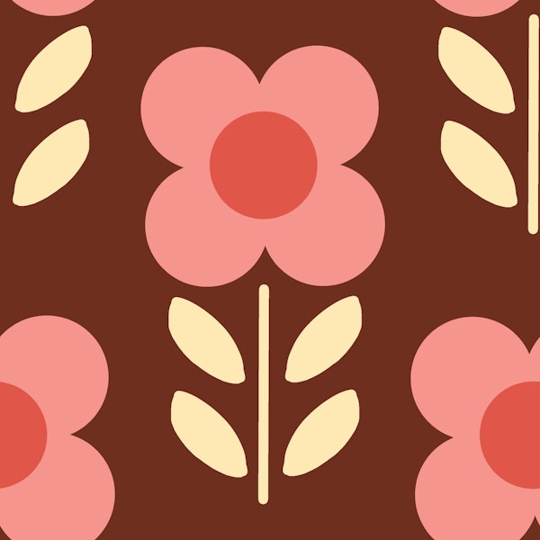 Geometric Retro Pink Daisy