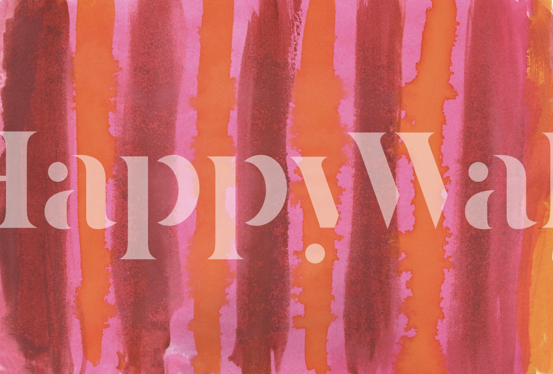 Bright pink and orange stripes in an abstract watercolor style wallpaper