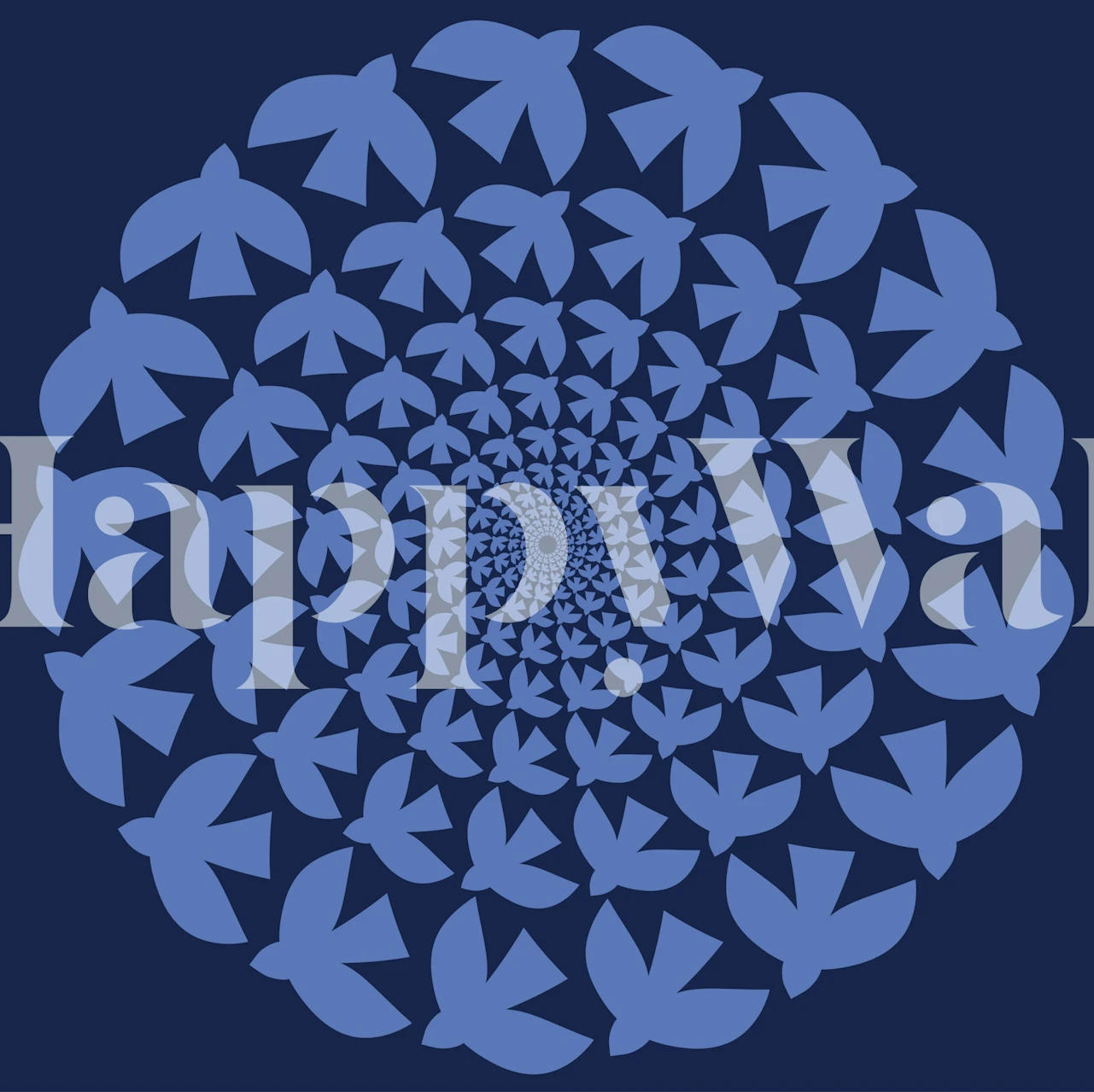 Blue bird bloom wallpaper in a room