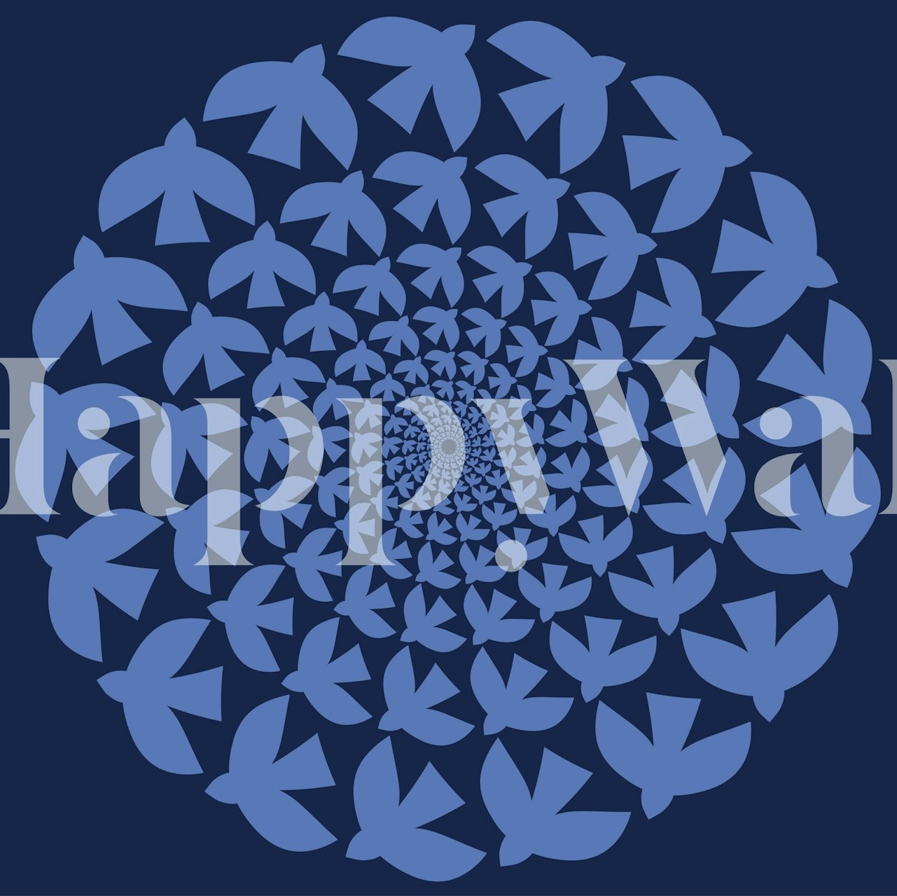 Blue bird bloom wallpaper in a room