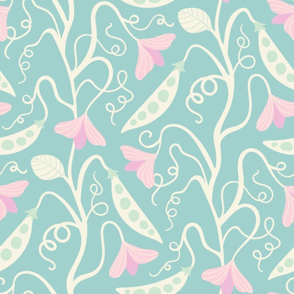 SWEET PEA Spring Climbing Vine Floral Pastel