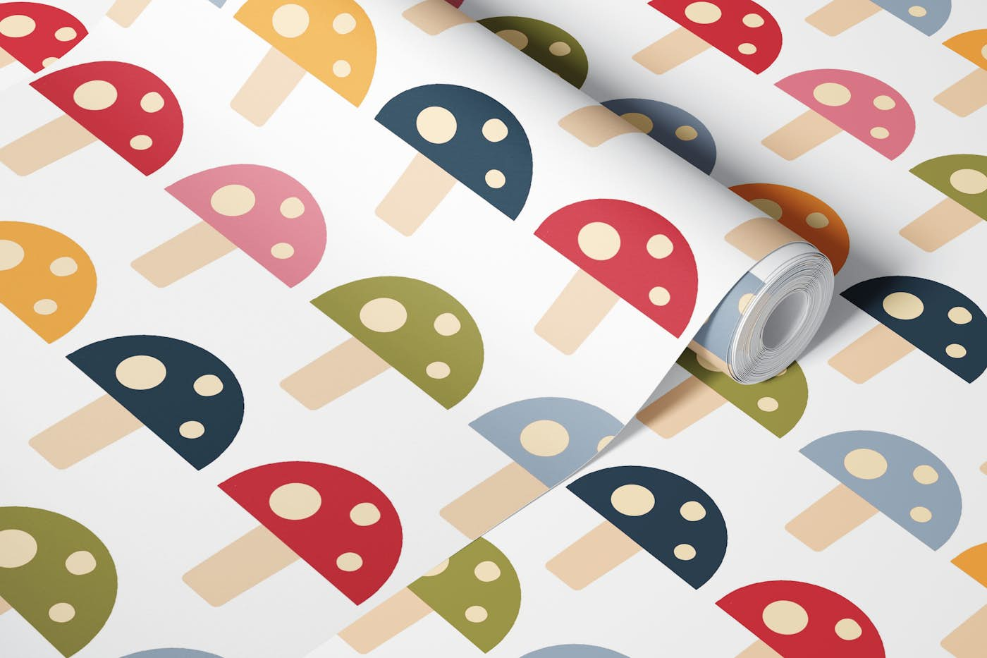 Geometric Mushrooms wallpaper roll