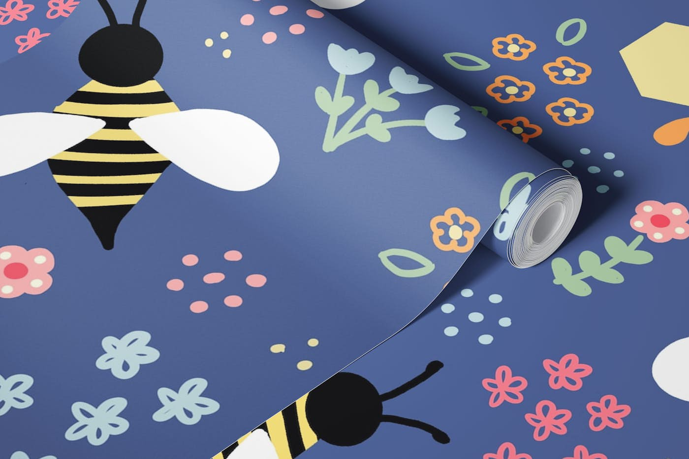 Bee Floral wallpaper roll