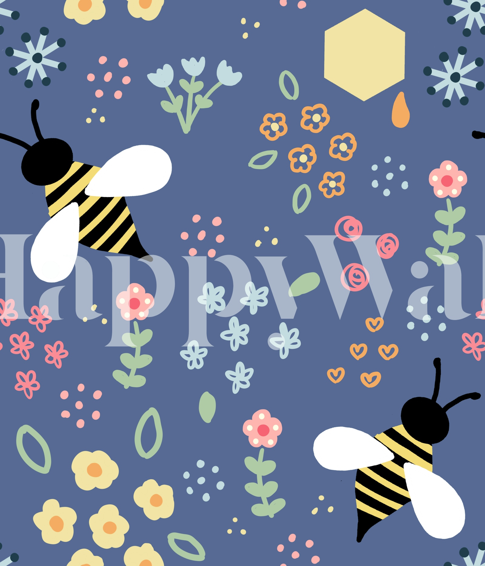 Bee Floral Wallpaper - Happywall