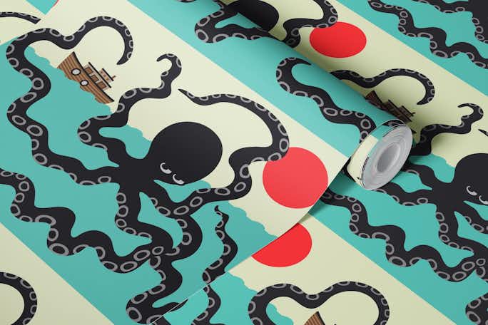 AKKOROKAMUI Japanese Octopus Myth Patternwallpaper roll