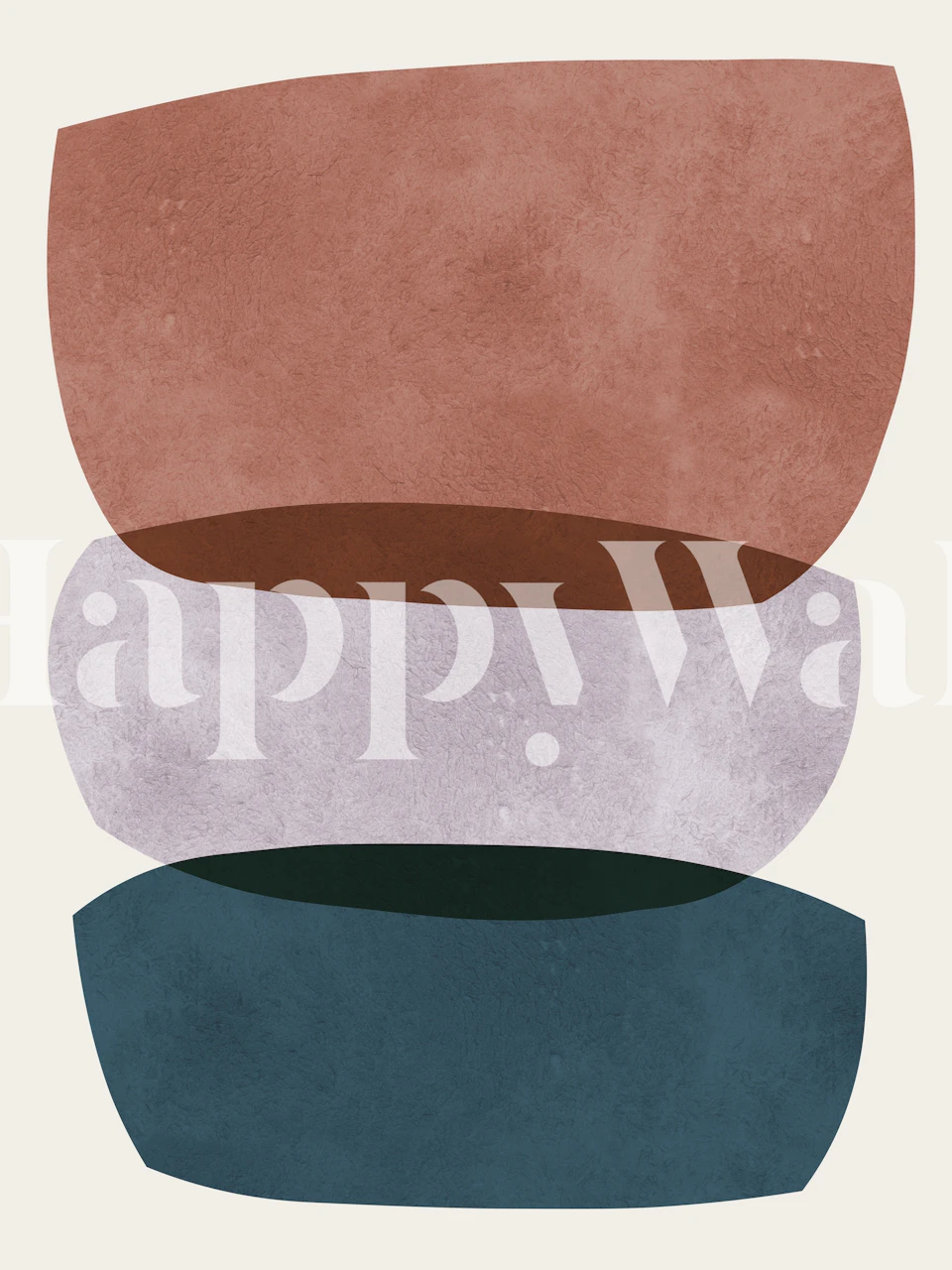 Boho abstract wallpaper featuring earthy shapes in terracotta, green, and lavender