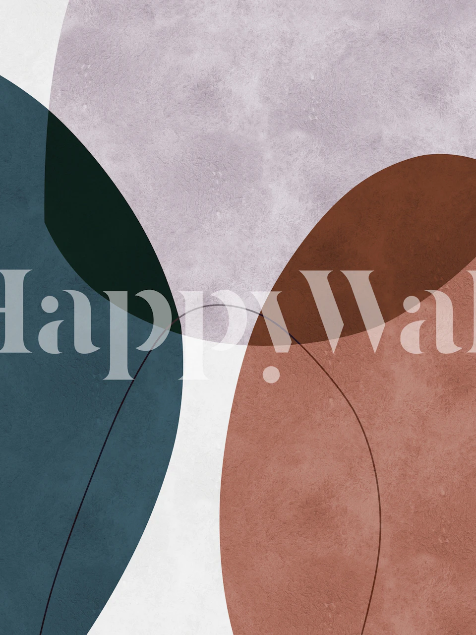 Boho abstract shapes in muted teal, dusty pink, and beige colors wallpaper