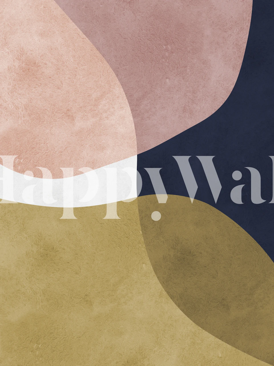 Abstract shapes in soft pink, white, navy, and olive green wallpaper