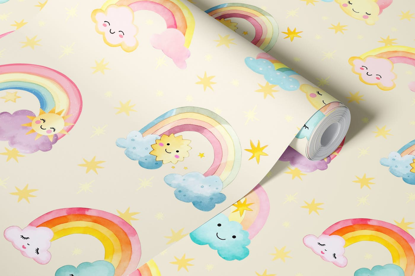 Sweet Dreams Lullaby Kawaii Kid Design Yellow wallpaper roll