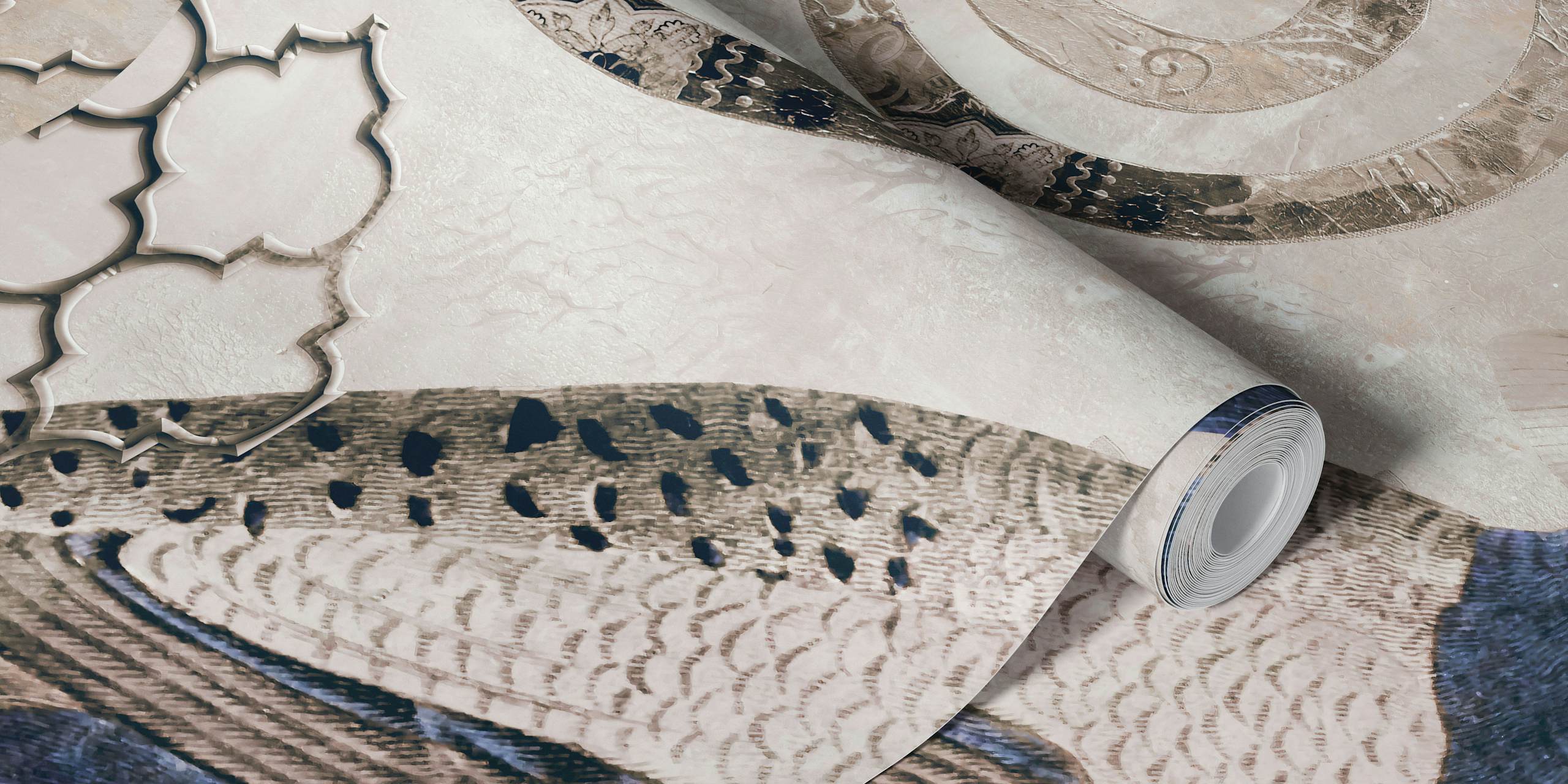 Majestic Oriental Peacock Fantasy Art Blue tapet i et rum