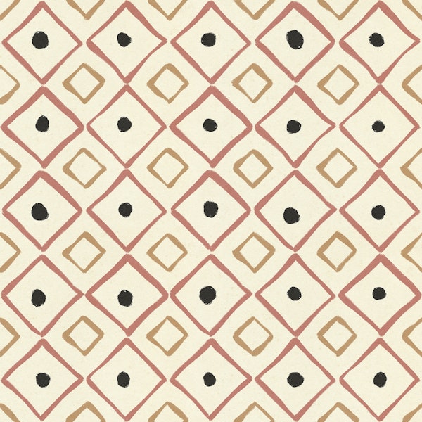 Simple Hand Drawn Pattern / Red, Brown, Blue