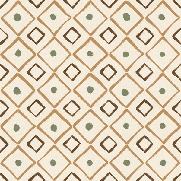 Simple Hand Drawn Pattern / Brown, Sage