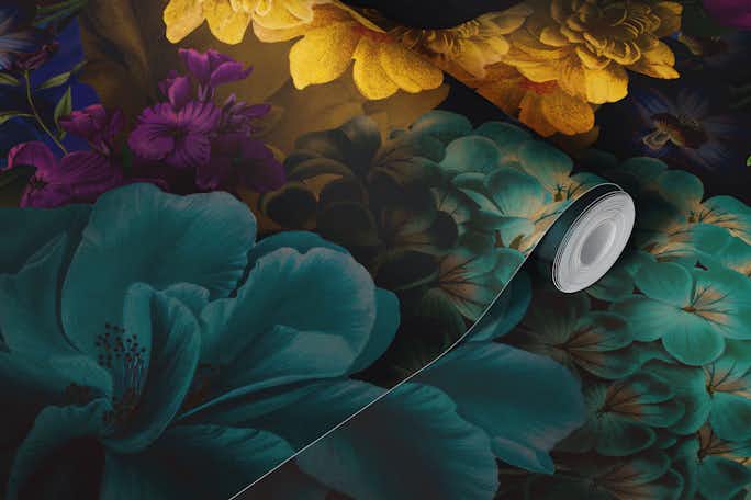 Mysterious Baroque Moody Florals Nightwallpaper roll