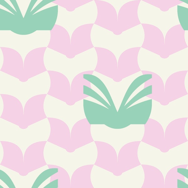 Books library boudoir pink green