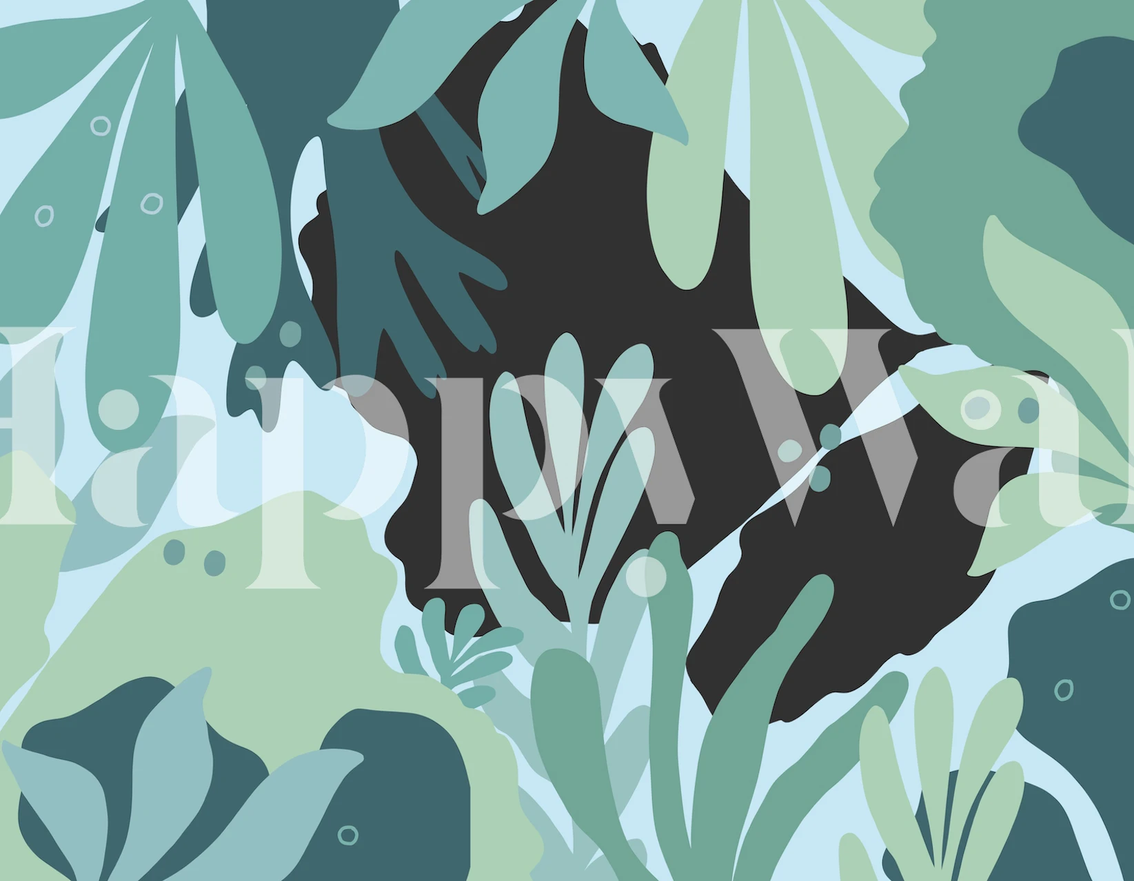 Abstract Jungle wallpaper design in a room