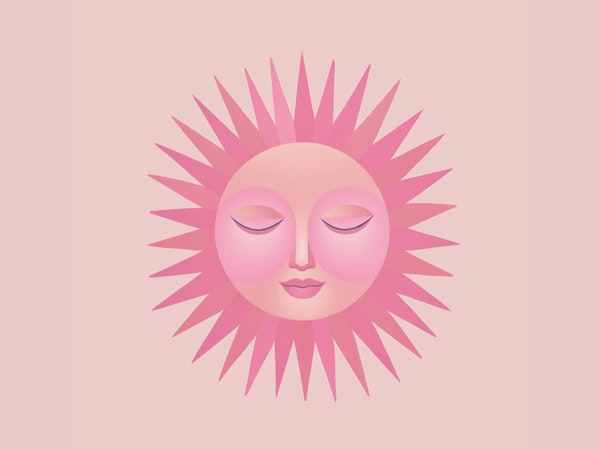 Whimsical Sun Face Warm Pastel Pink