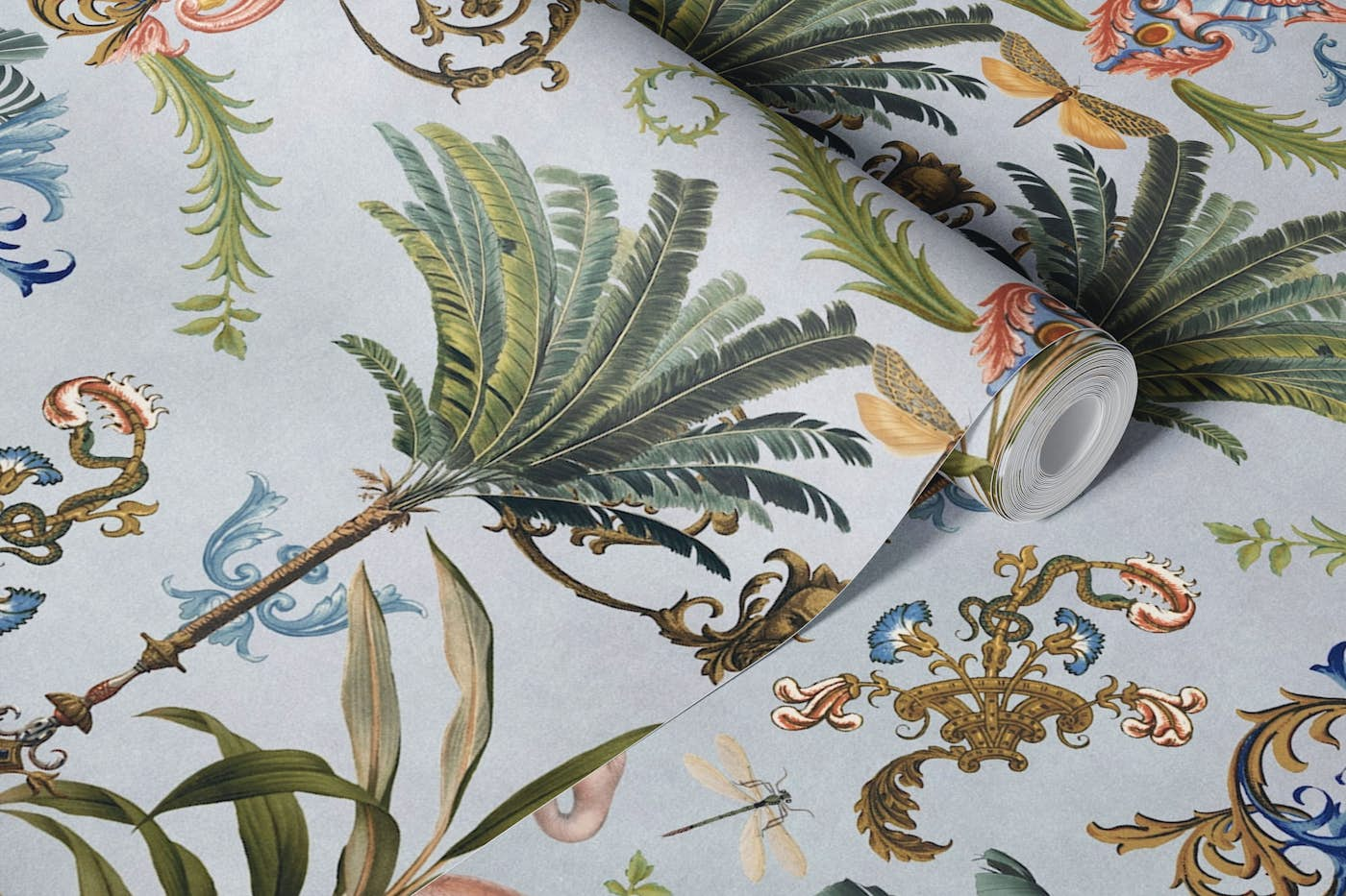 Vintage Bohemian Elegance With Flamingo wallpaper roll