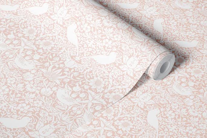 White And Blush Strawberry Thiefwallpaper roll