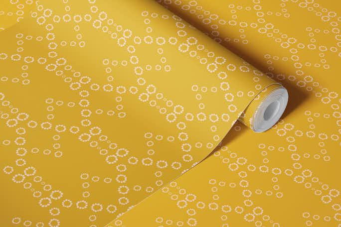 Dotty Angles - Mustardwallpaper roll