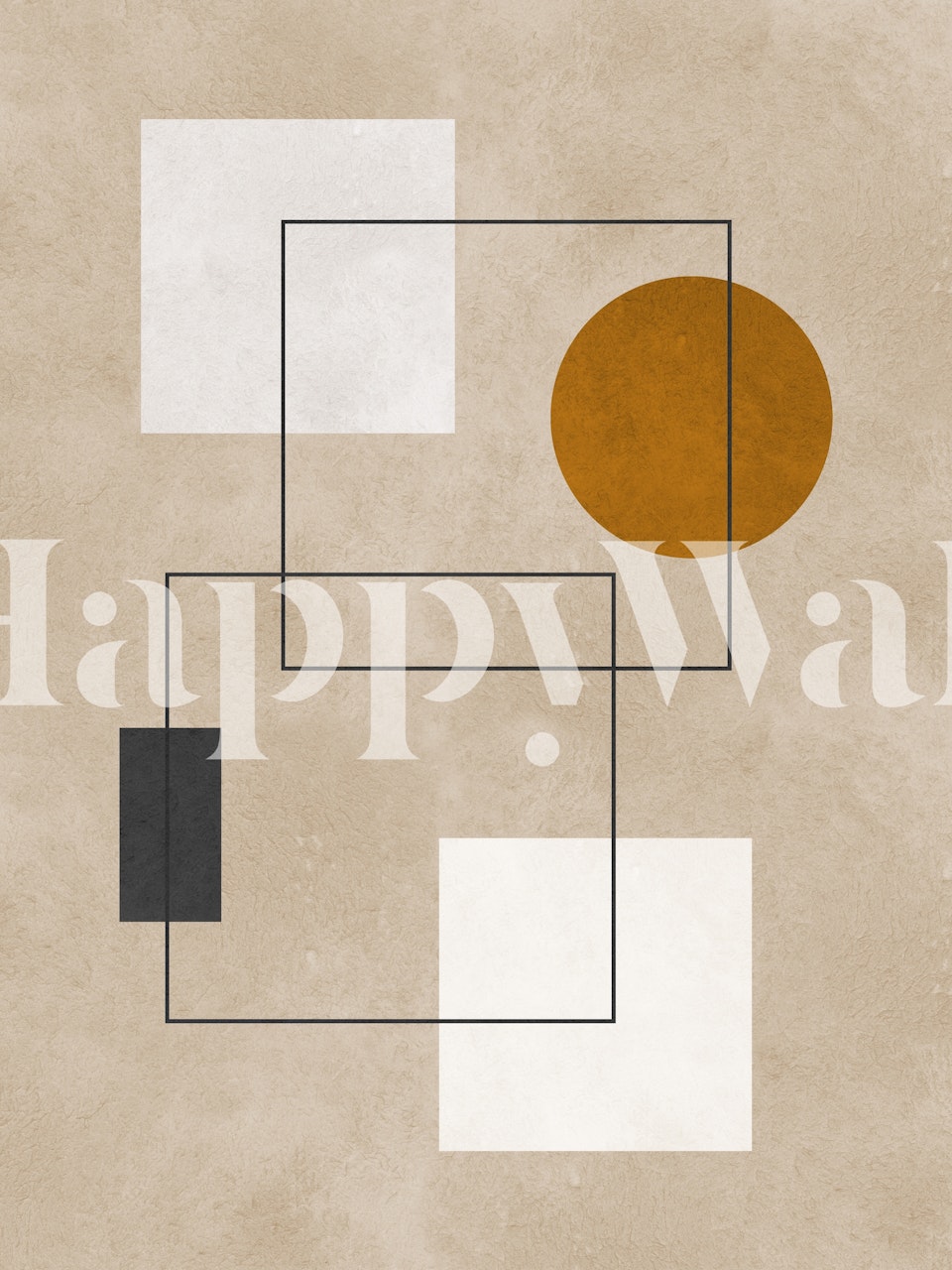 Geometric shapes in beige, black, and white wallpaper
