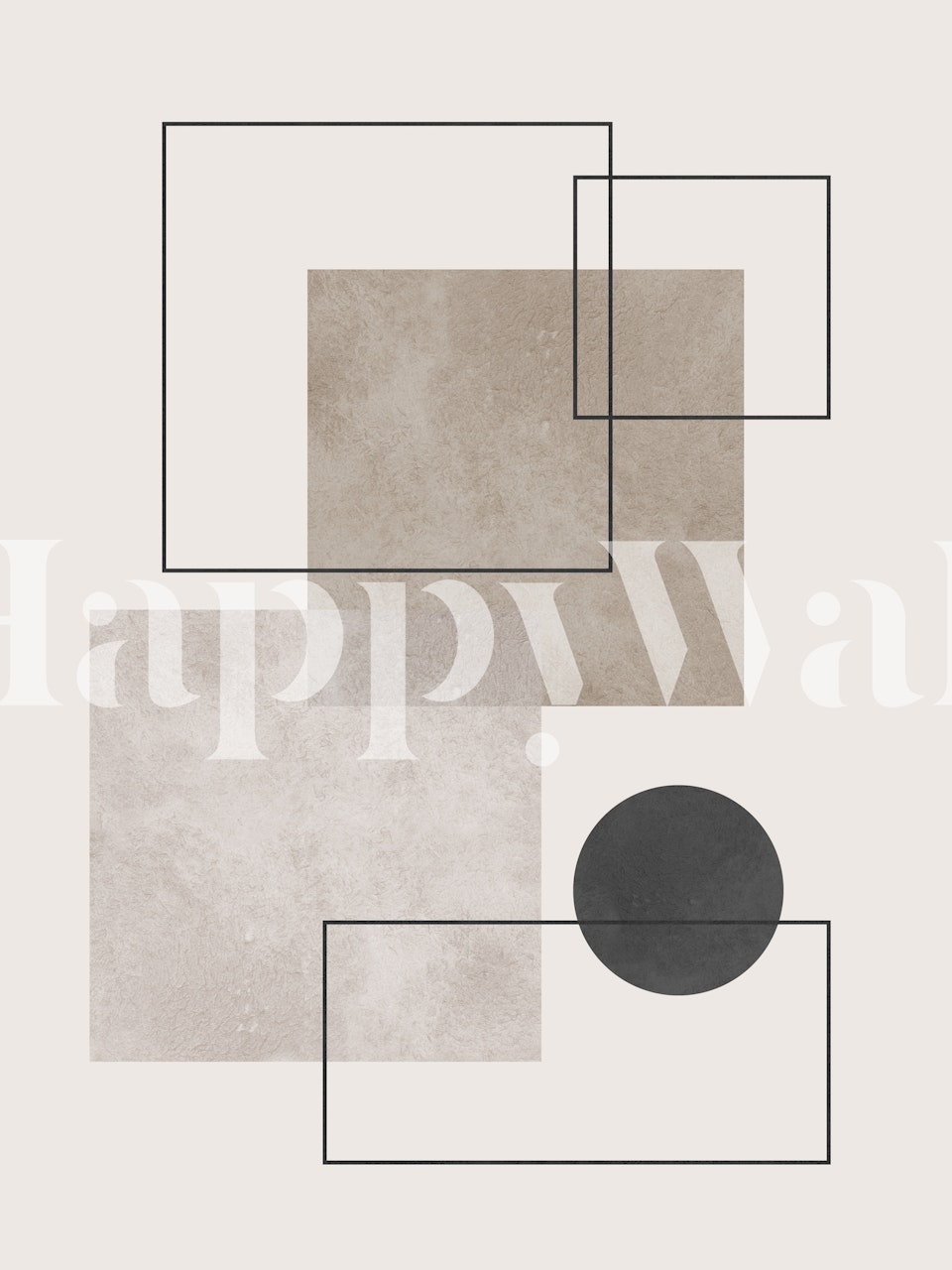 Αφηρημένο Lines and squares τοίχου σε γήινους τόνους με έναν μόνο κύκλο