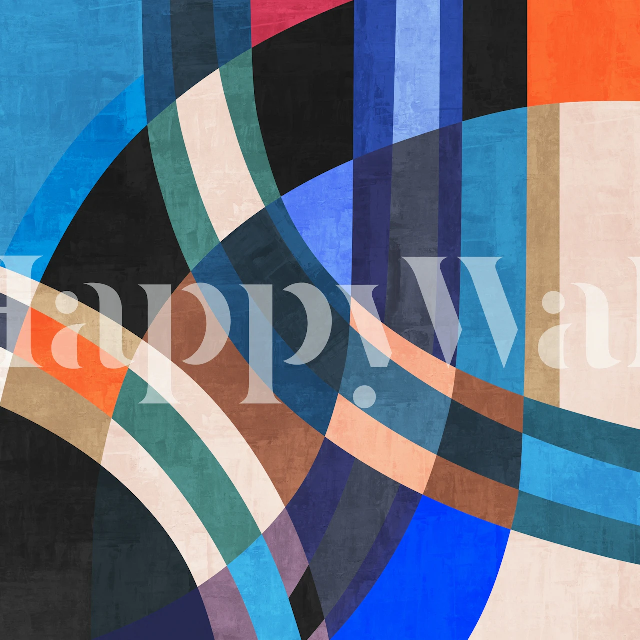 Colorful abstract wallpaper in a room