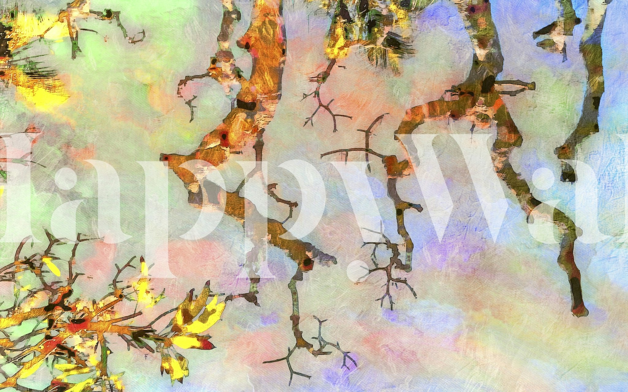 Tapeta Sunrise Trees w pokoju