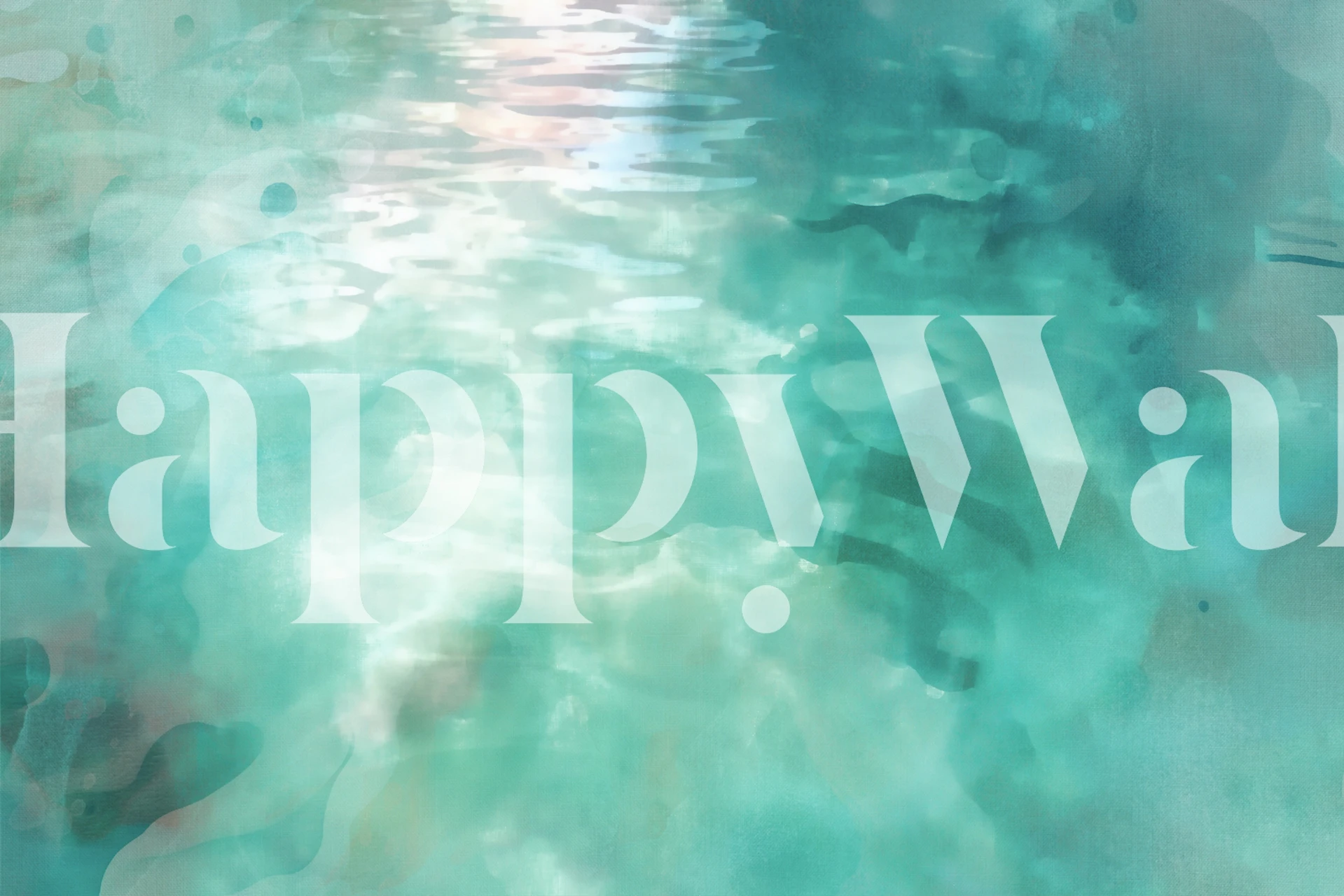 Aqua abstract watercolor design with soft waves and bubbles wallpaper