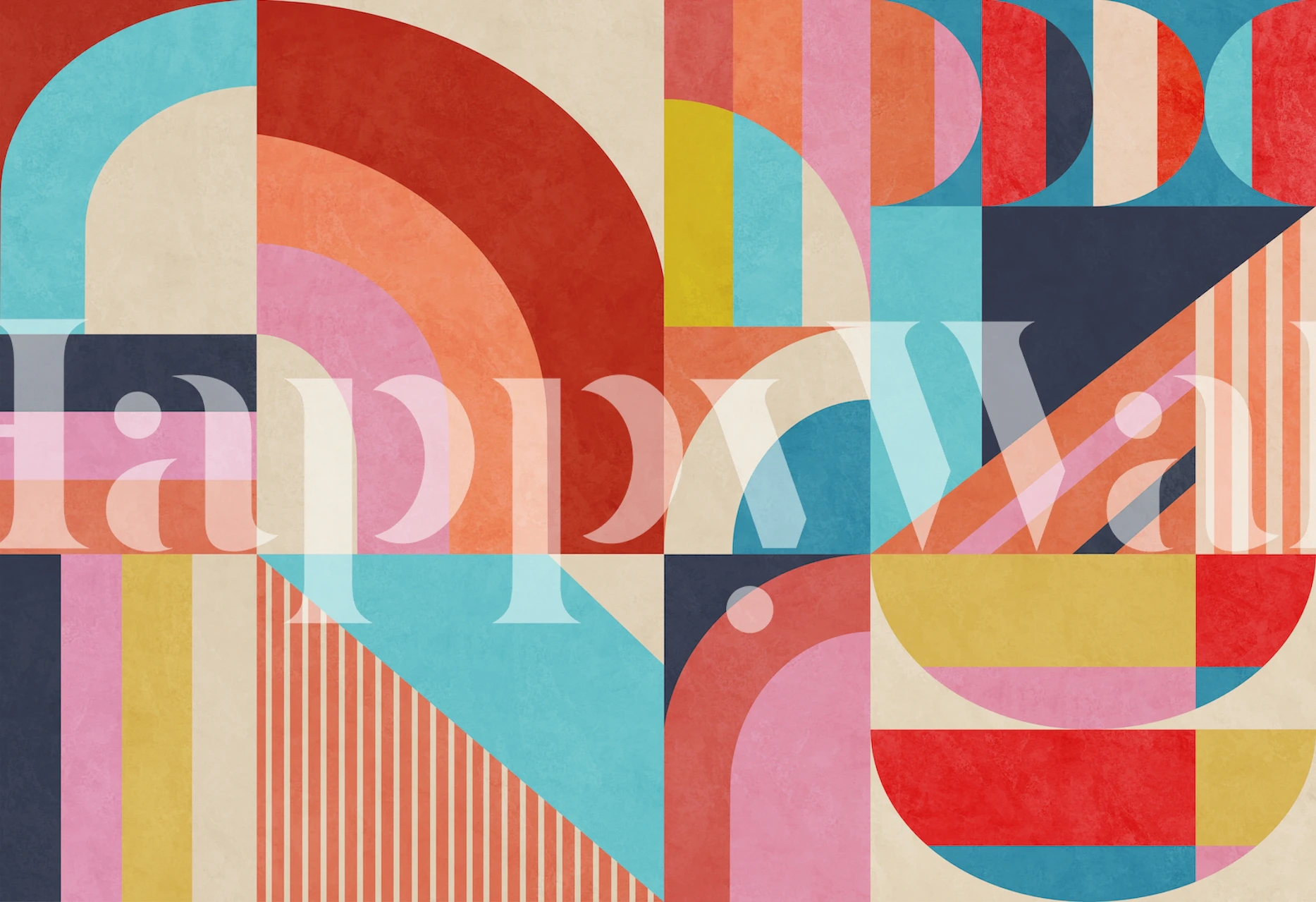 Abstract geometrisch fotobehang met een mix van warme en koele tinten