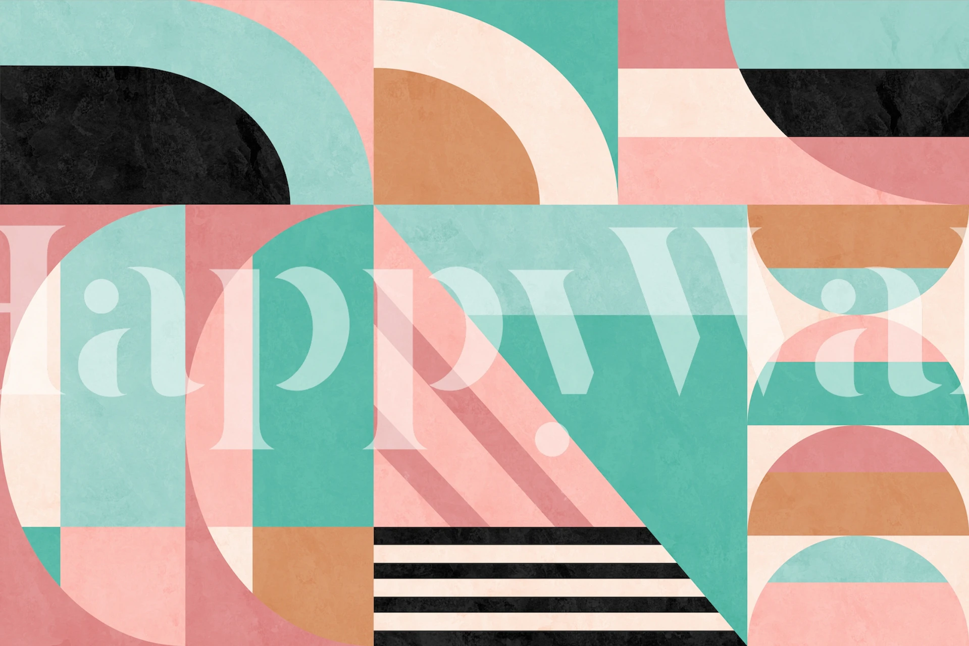 Fotobehang met abstracte geometrische vormen in pasteltinten