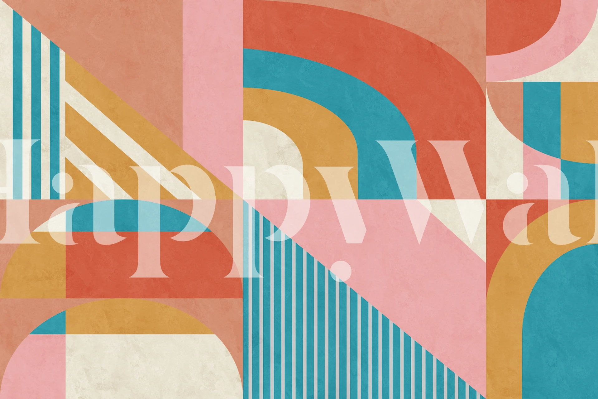 Fargerik geometrisk tapet i et rom