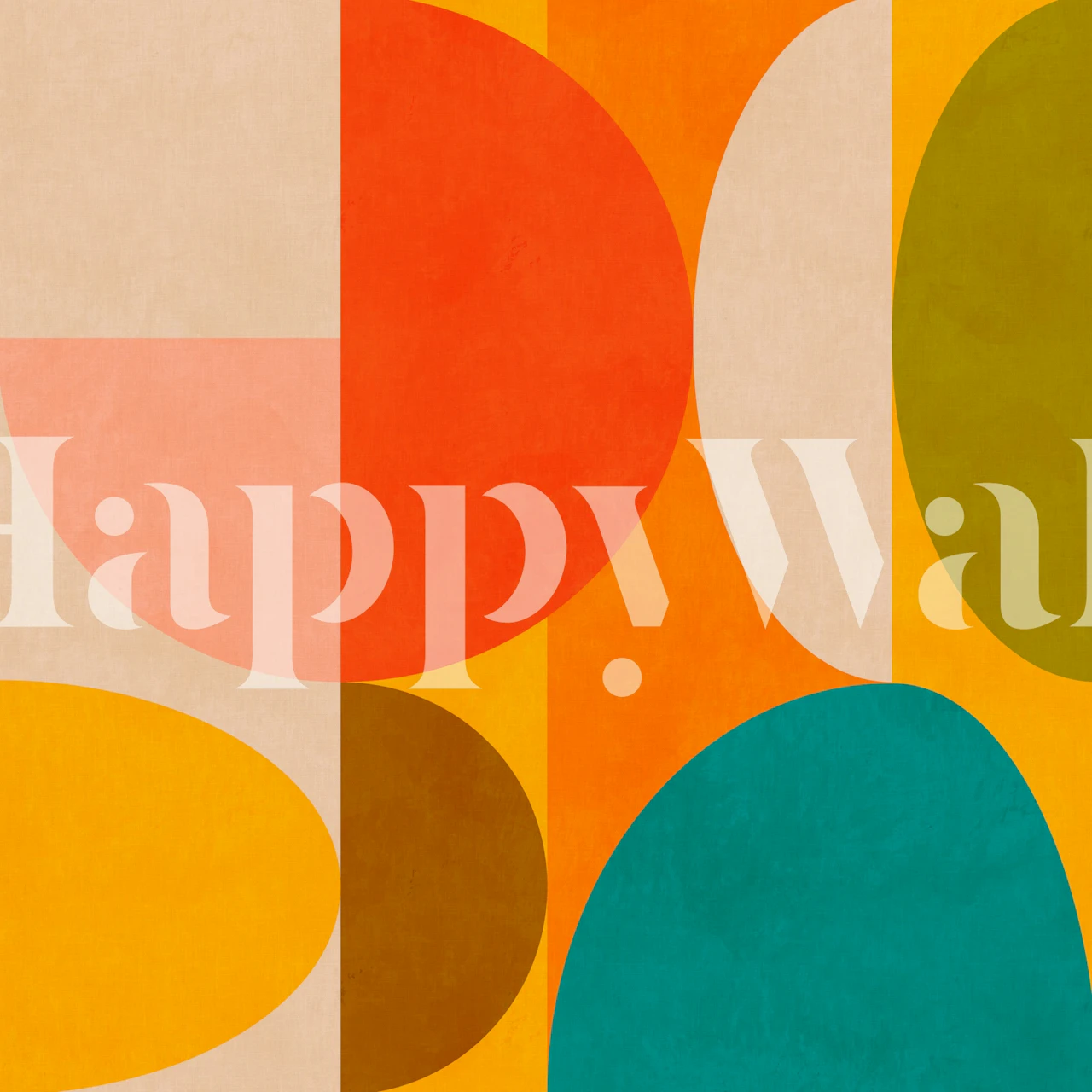 Bauhaus geometric abstraction wallpaper in a room