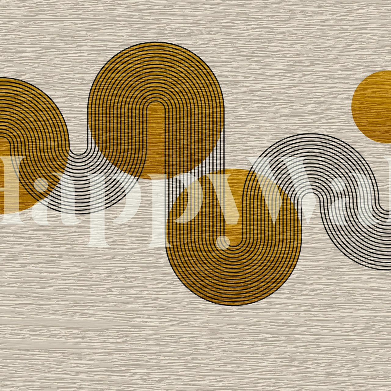 Curvy Bauhaus Luxury Gold 3D wallpaper in a room