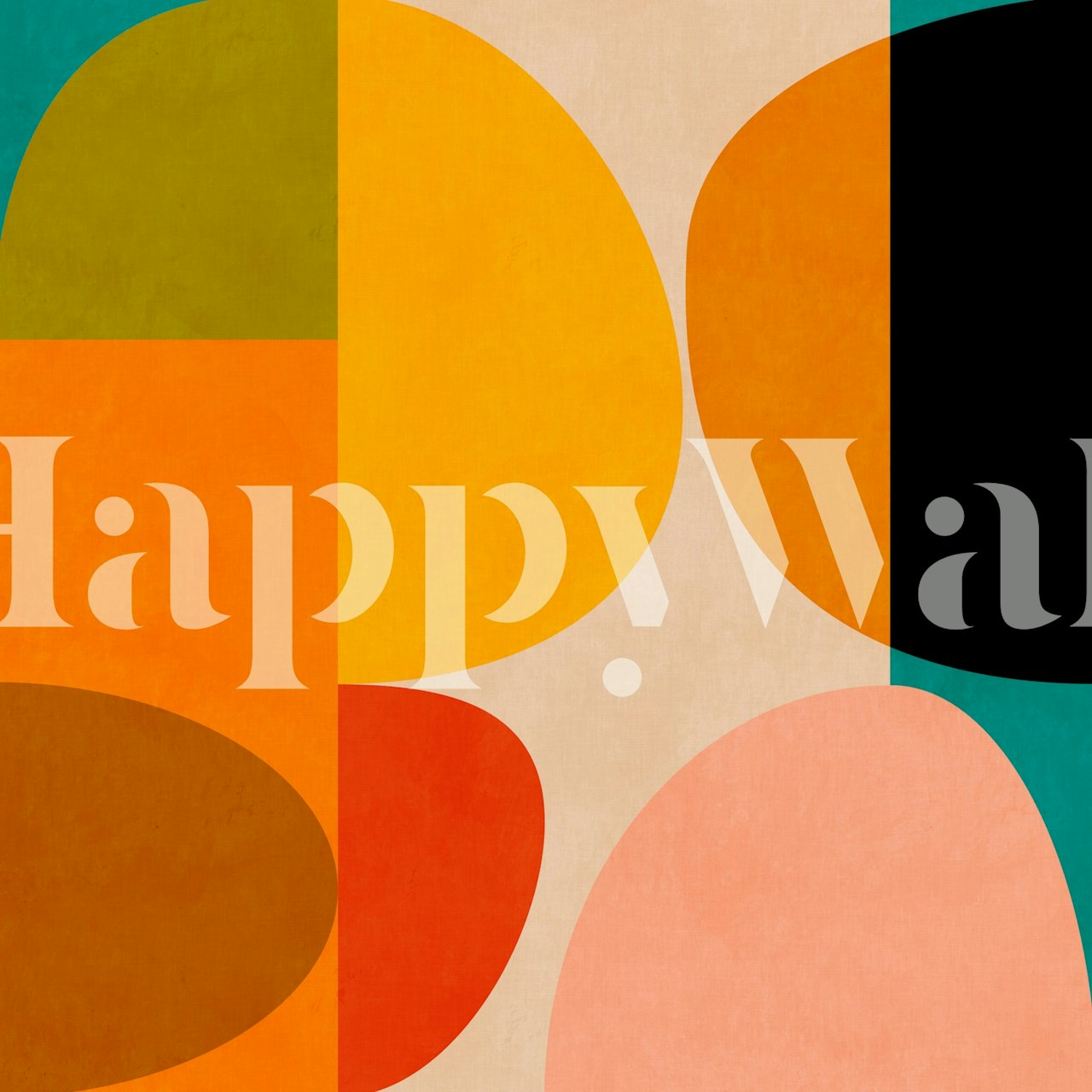 Papel de parede Bauhaus geometric abstraction em um quarto