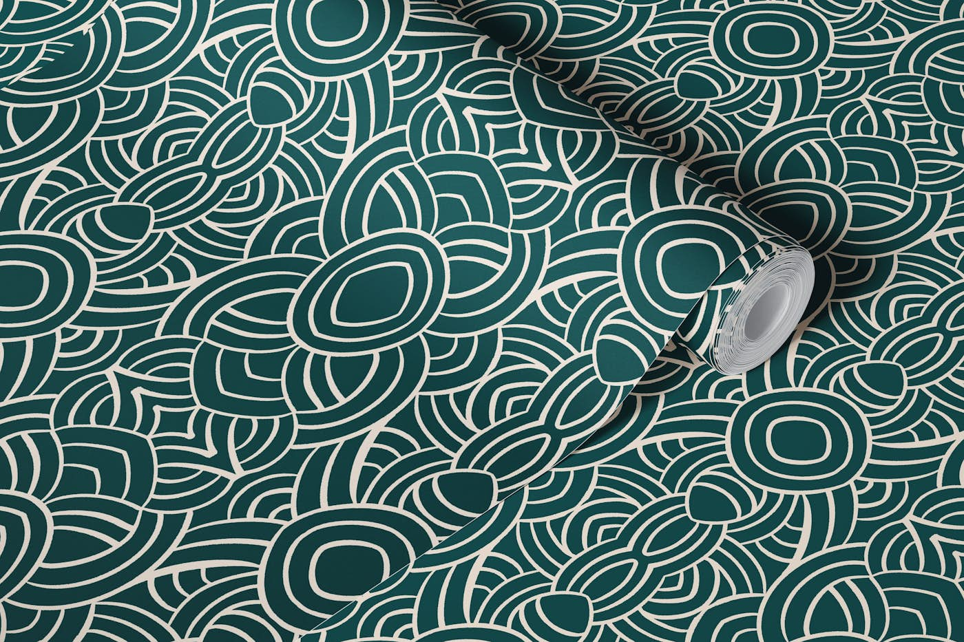 Tropical Symbols - Deep Green wallpaper roll