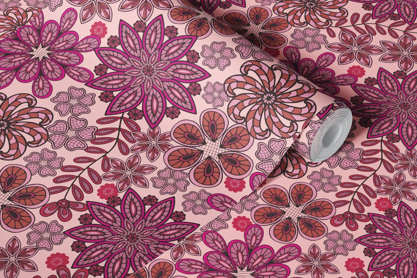 PASSEMENTERIE Boho Floral - Viva Magenta wallpaper roll