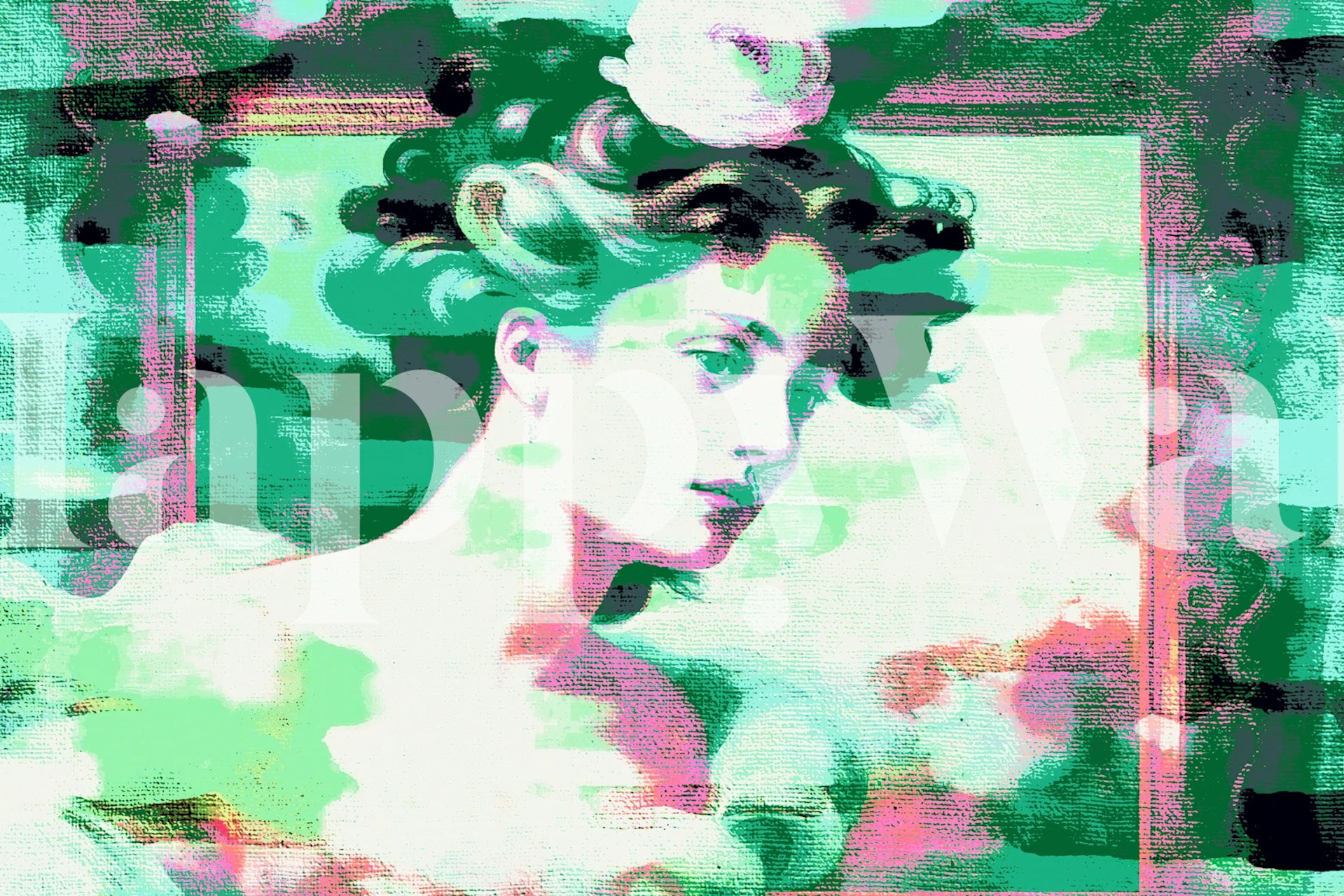 Vibrant wallpaper design featuring a woman in art style