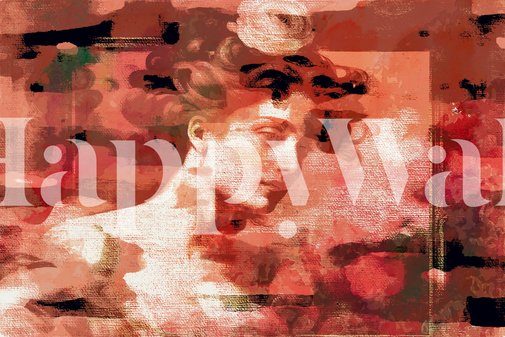 Madame Art Nouveau Tapete mit vintage Porträt und floralen Design