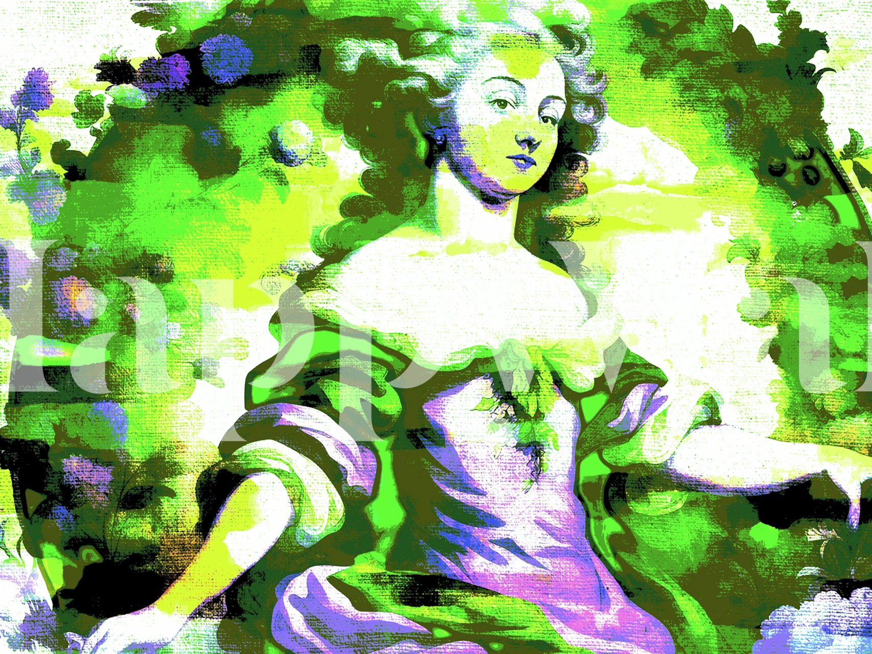 Floral design with vibrant green and pink colors wallpaper