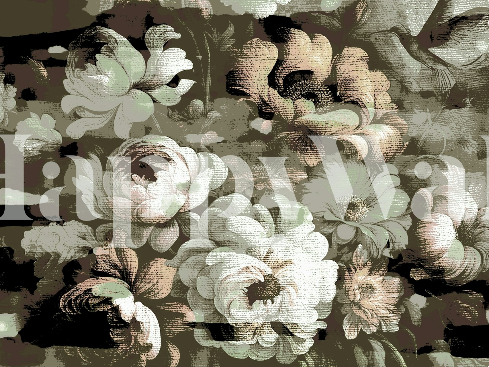 Muted Moody Baroque Flowers tapet i et rum