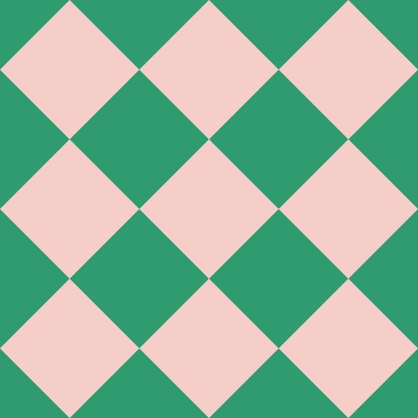 Diagonal Checkerboard Large - Pink and Green