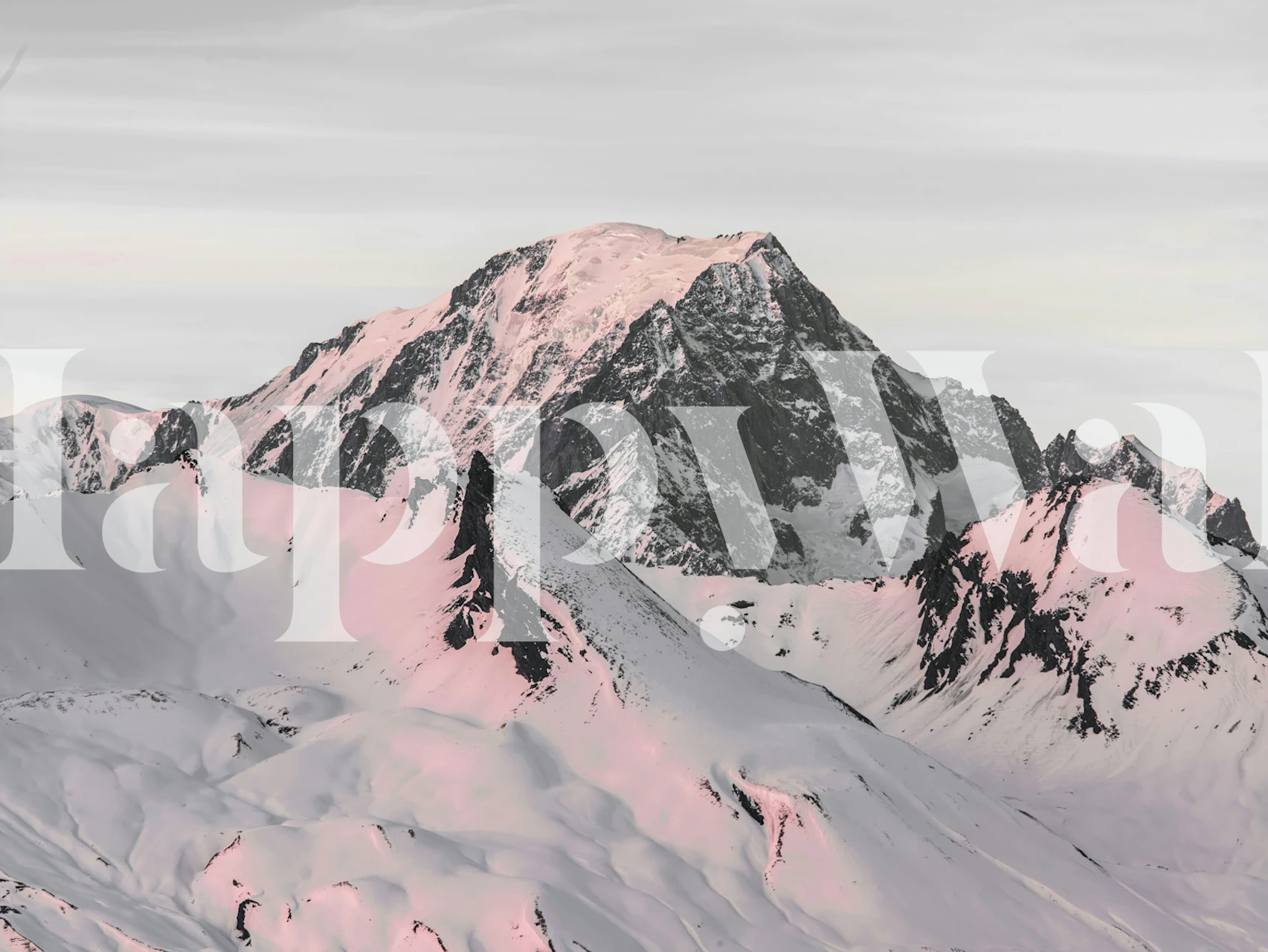 Snowcapped mountain wallpaper in a room