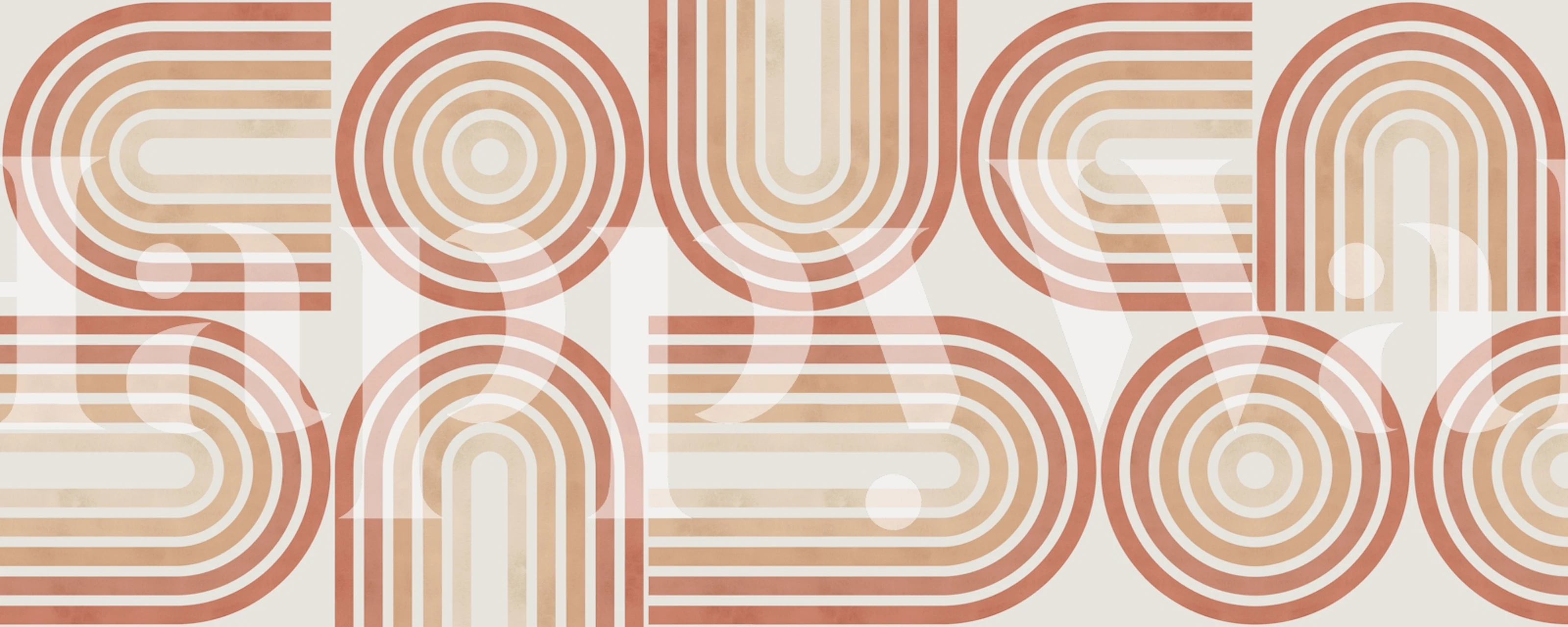 Geometric circles in terracotta and beige tones wallpaper