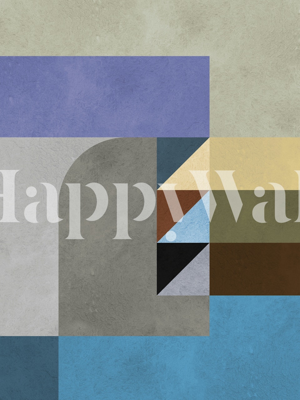 Geometric shapes in blue, gray, beige, and purple modern wallpaper