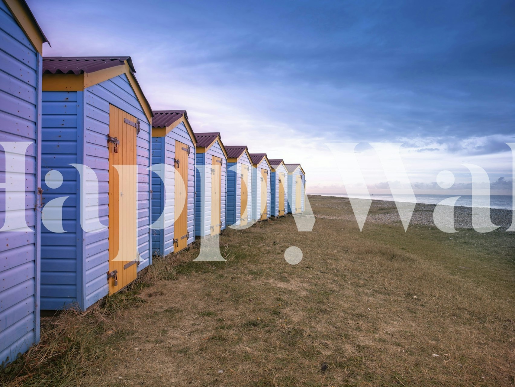 Colorful Beach Huts Wallpaper | happywall.com